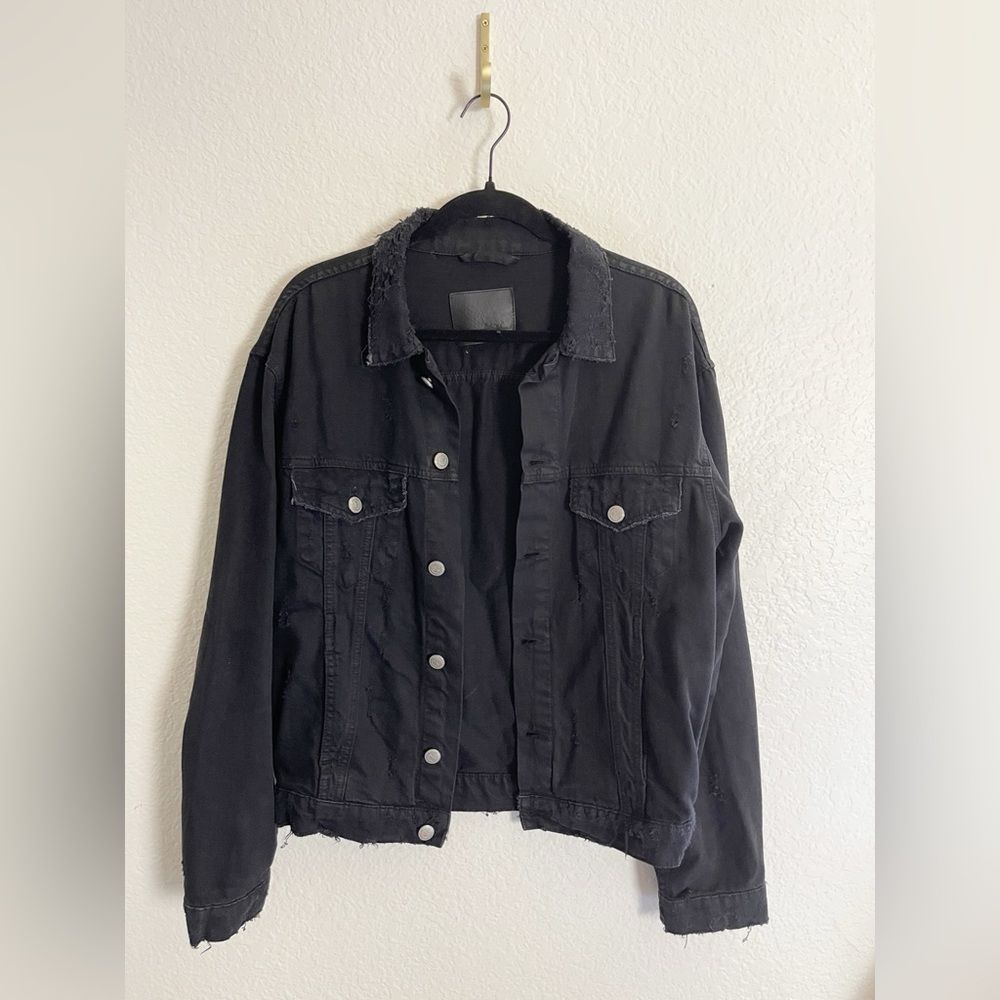 Zara Women's Black Fringe tassel distressed Denim Jacket - Picture 2 of 12
